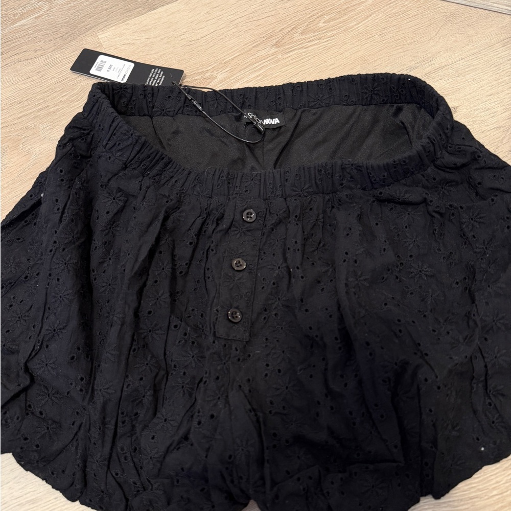 Fashion Nova Black Eyelet Skorts